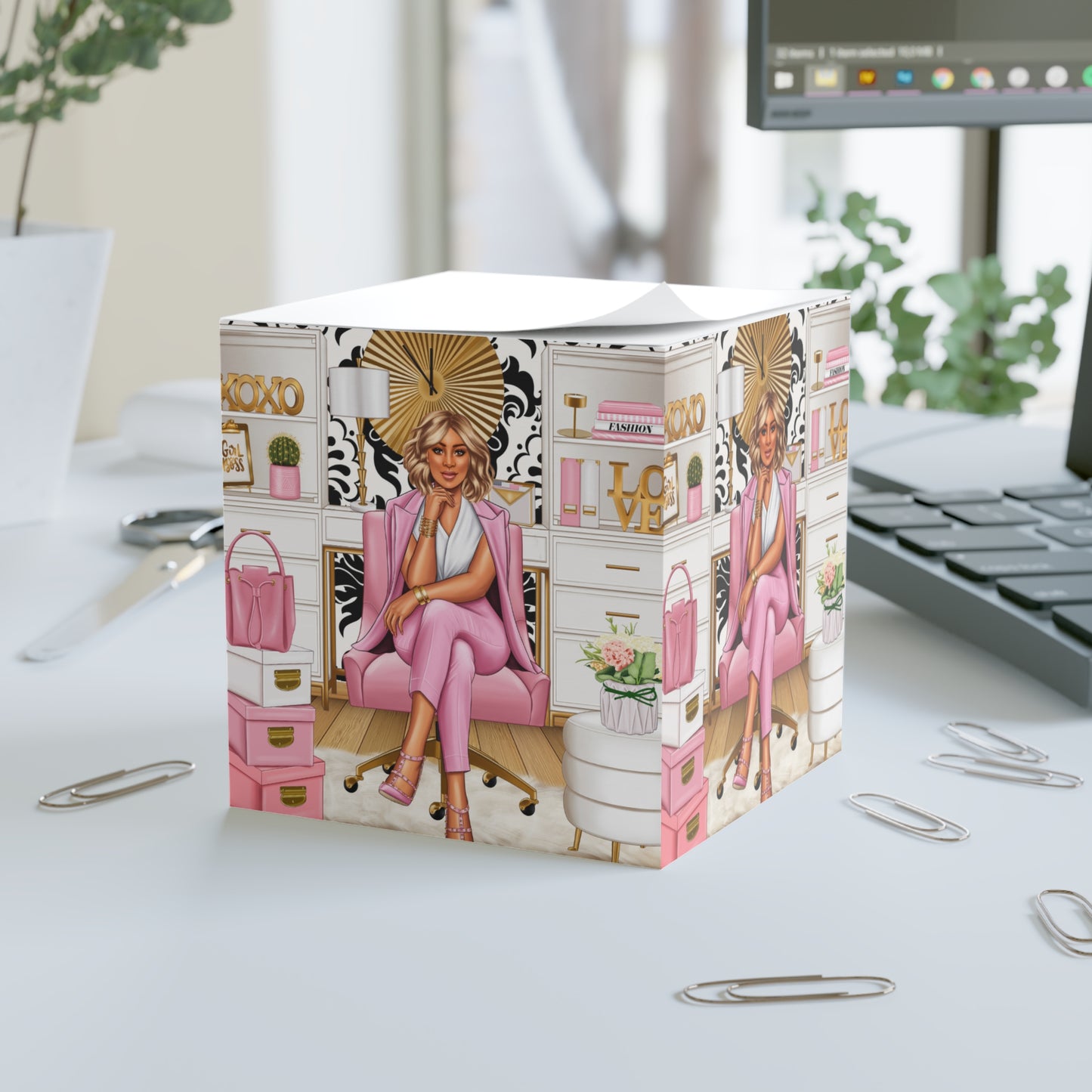 A Little White, A Lot of Pink Note Cube