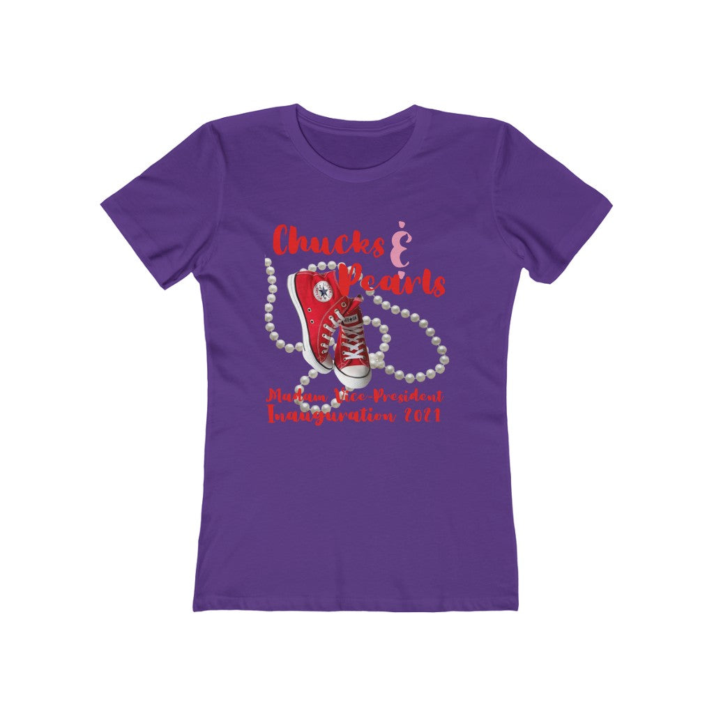Inauguration 2021: Red Chucks & Pearls Boyfriend Tee (Womens Slim Fit)