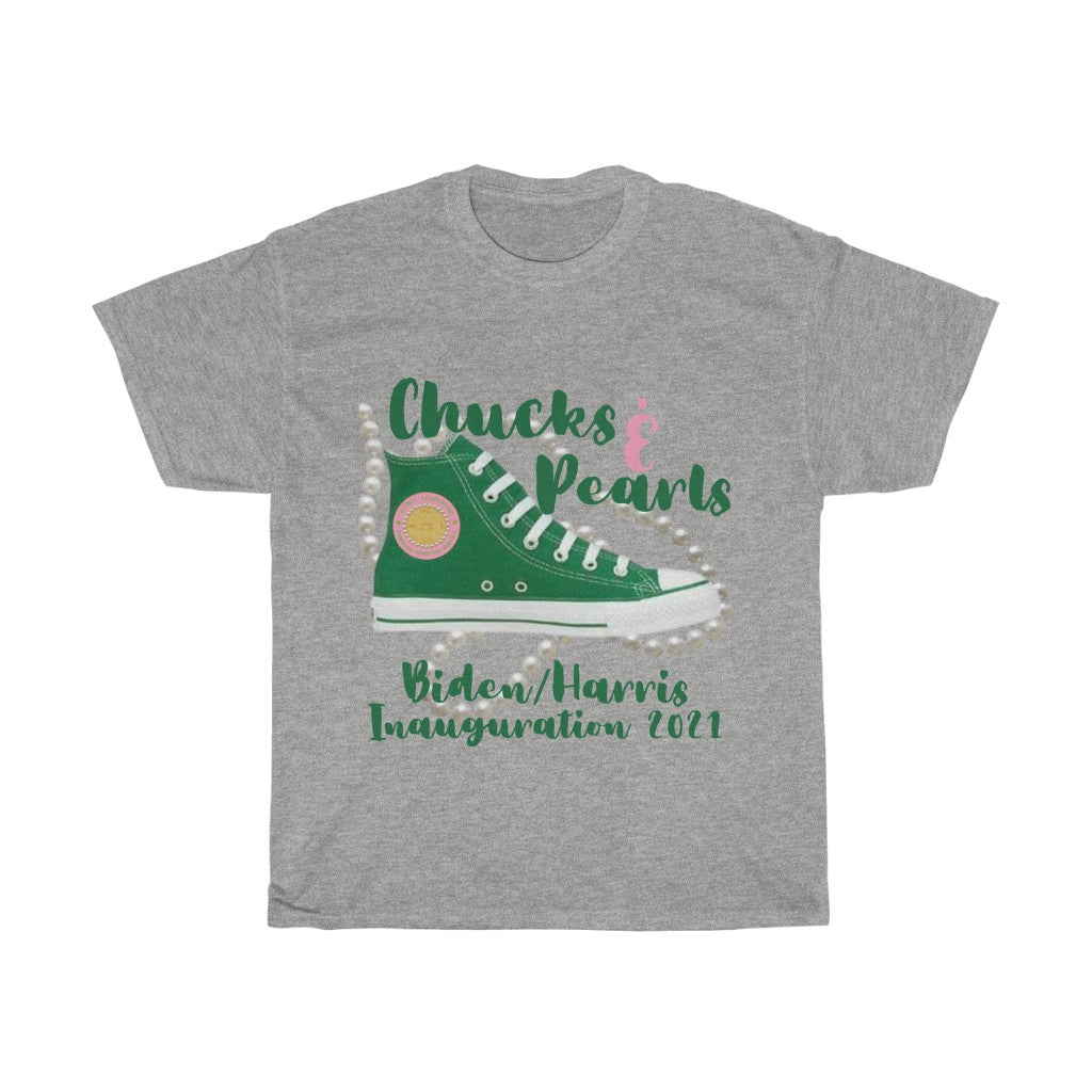 Inauguration 2021: Green Chucks & Pearls Heavy Cotton Tee (Traditional Unisex)