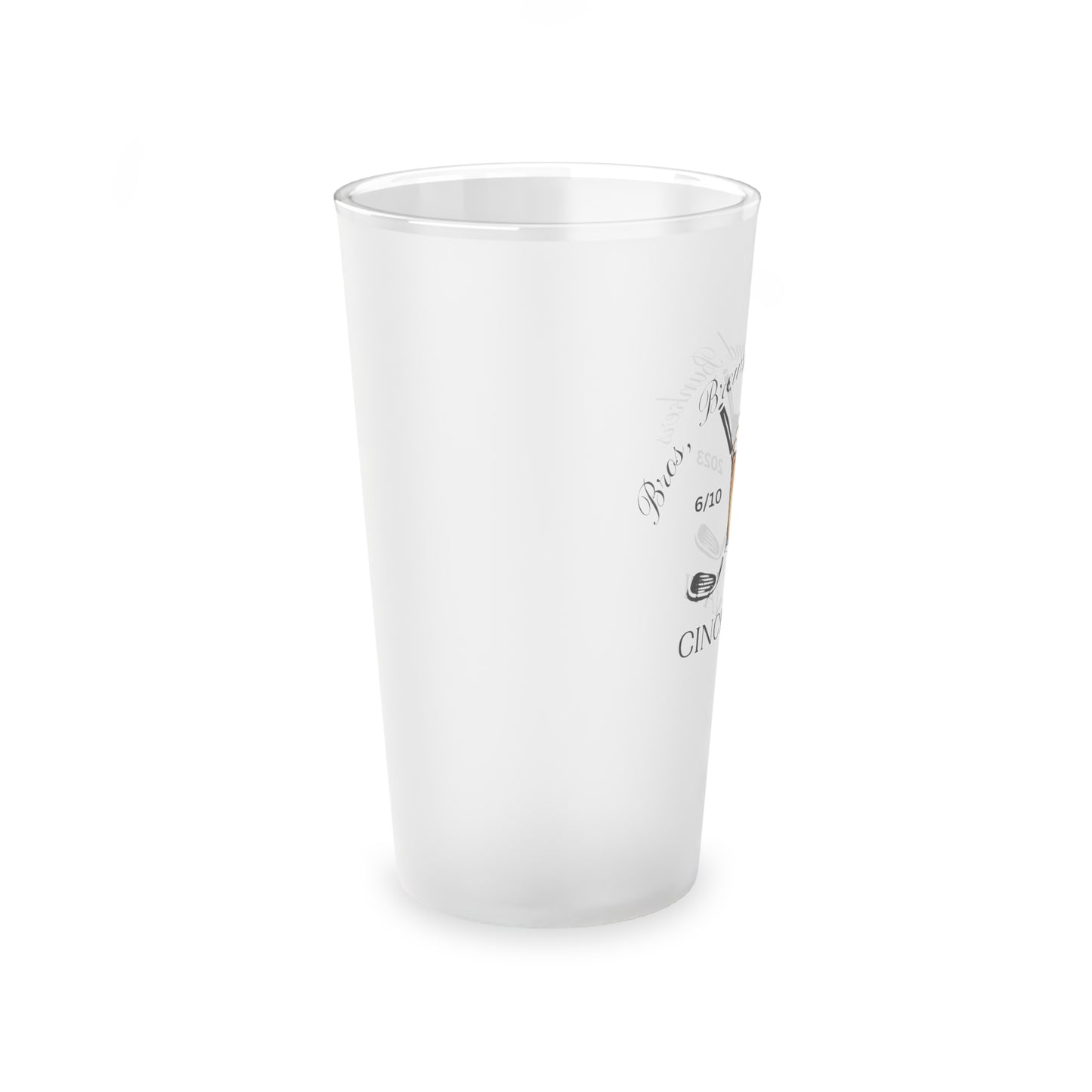 Bros, Brews, and Bunkers Frosted Pint Glass, 16oz