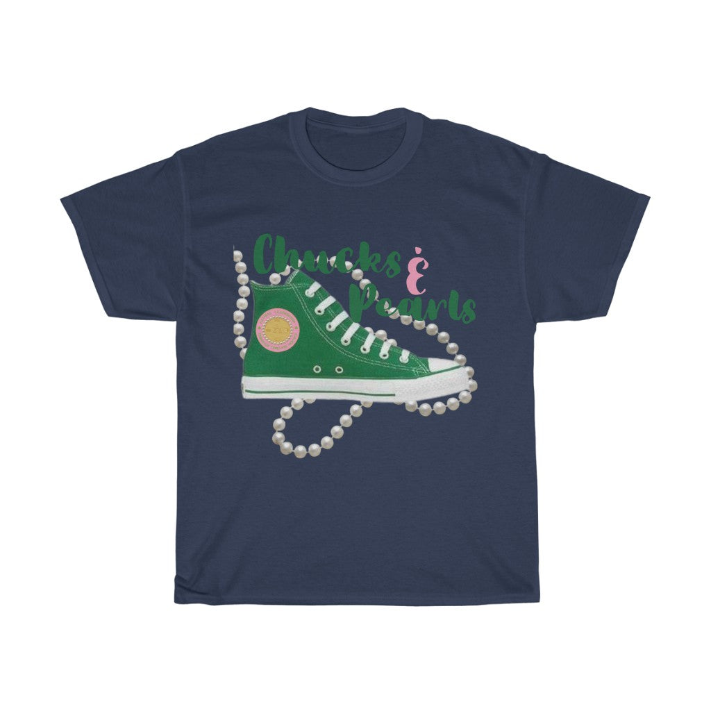 Green Chucks & Pearls Heavy Cotton Tee (Traditional Unisex)
