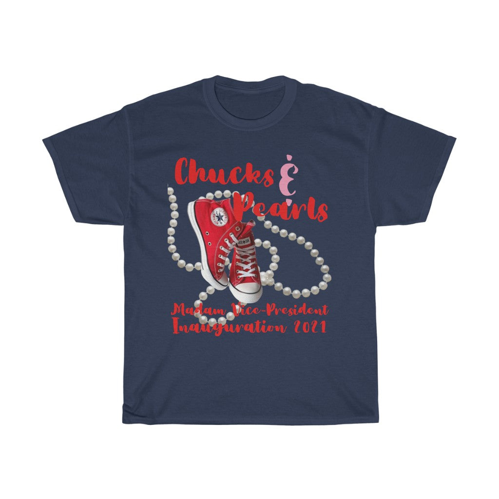 Inauguration 2021: Red Chucks & Pearls Heavy Cotton Tee (Traditional Unisex)