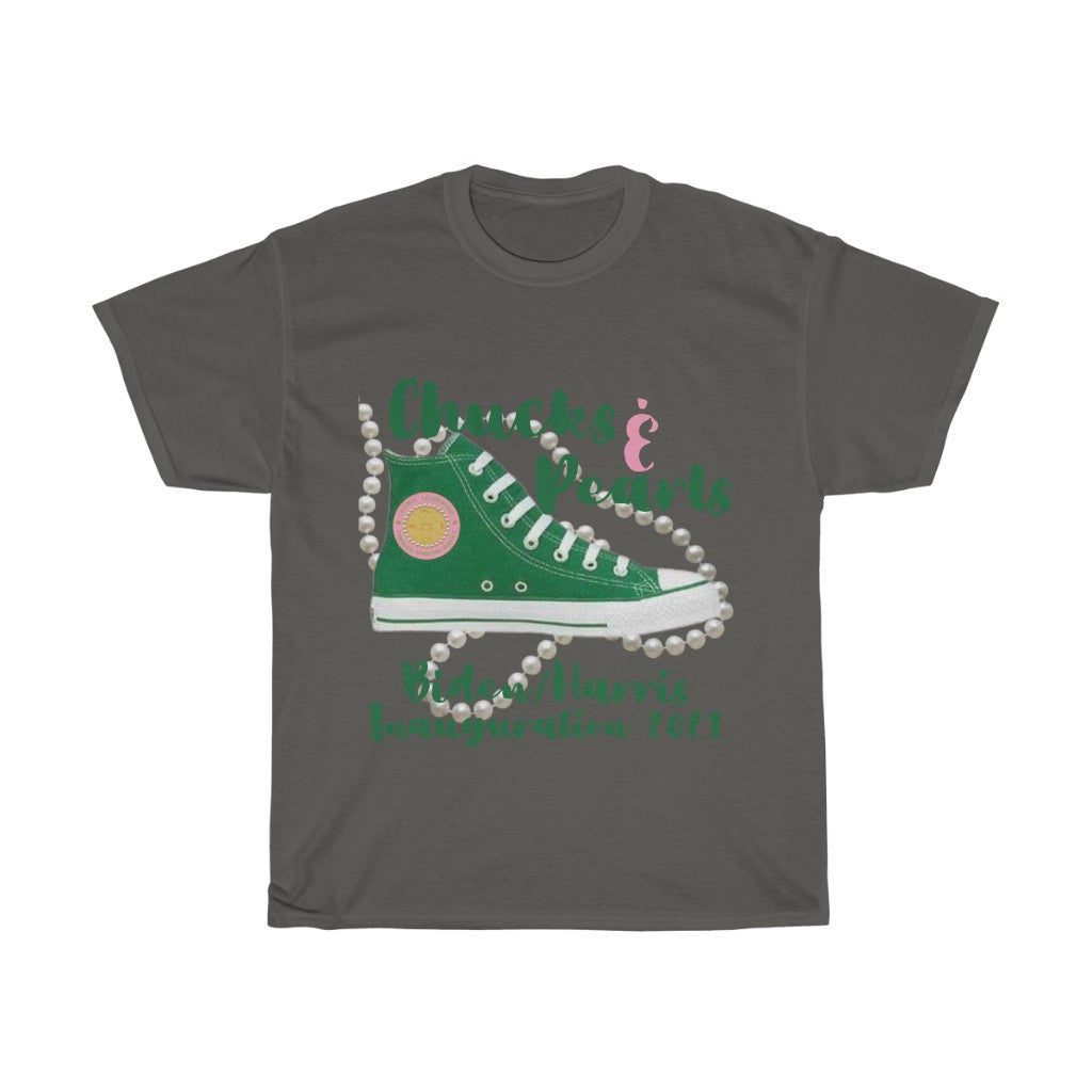Inauguration 2021: Green Chucks & Pearls Heavy Cotton Tee (Traditional Unisex)
