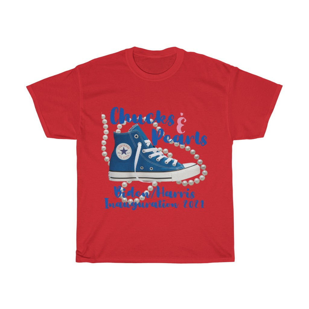 Inauguration 2021: Royal Blue Chucks & Pearls Heavy Cotton Tee (Traditional Unisex)