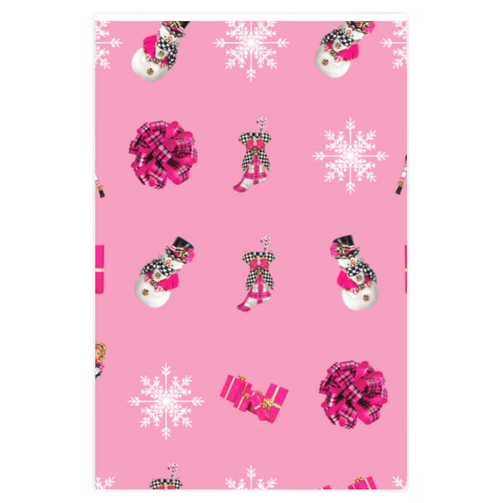 Christmas: Pink Snowman Wrapping Paper