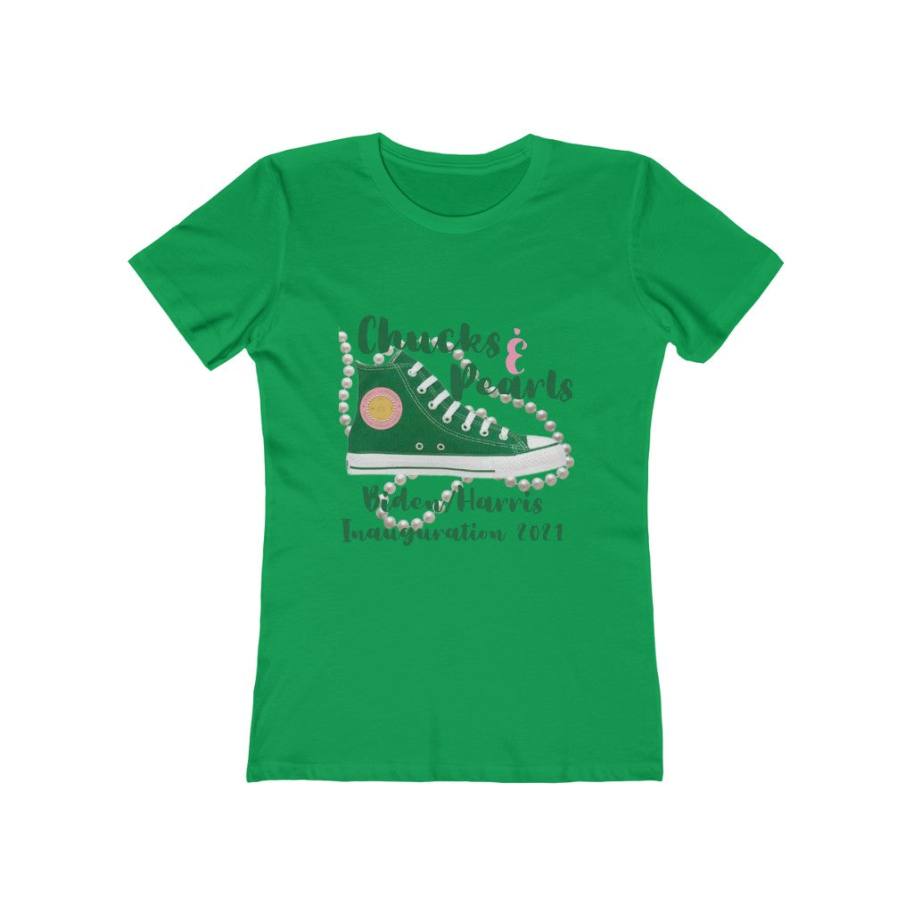 Inauguration 2021: Green Chucks & Pearls Boyfriend Tee (Womens Slim Fit)