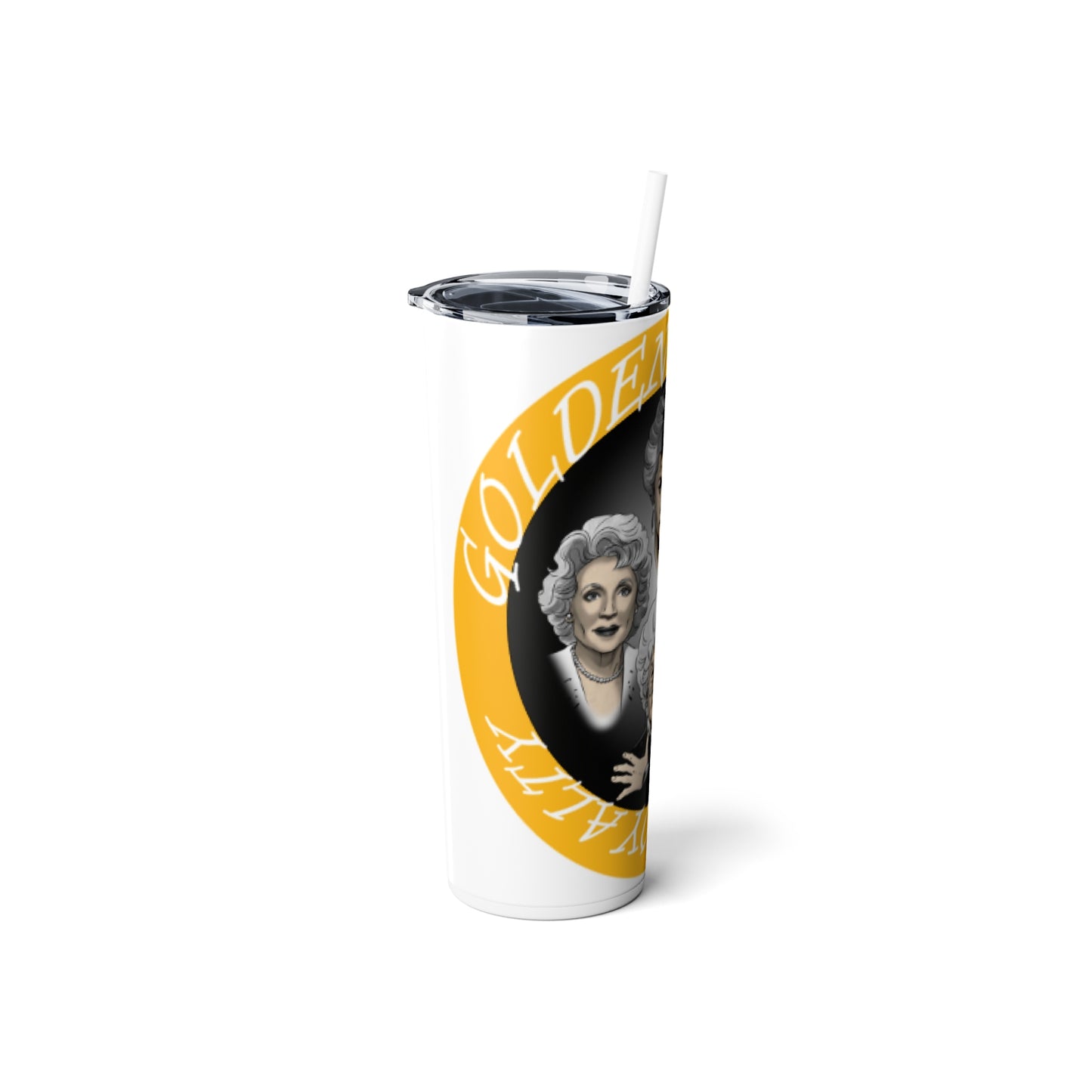 Golden Queen Skinny Steel Tumbler with Straw, 20oz