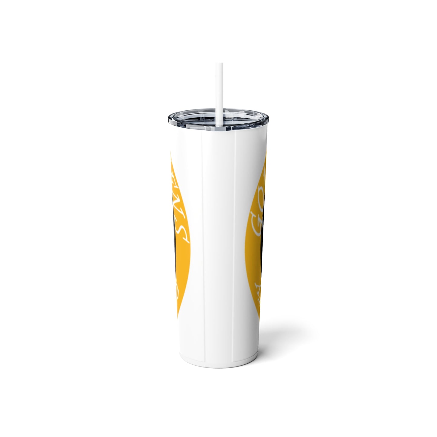 Golden Queen Skinny Steel Tumbler with Straw, 20oz