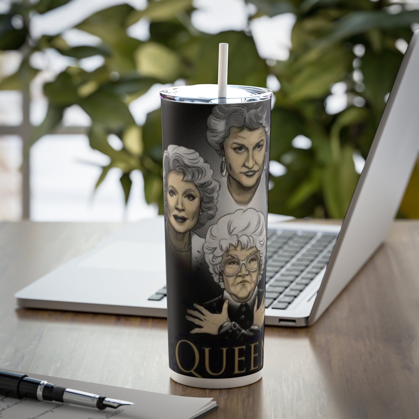 GG's (Queen) Skinny Steel Tumbler with Straw, 20oz