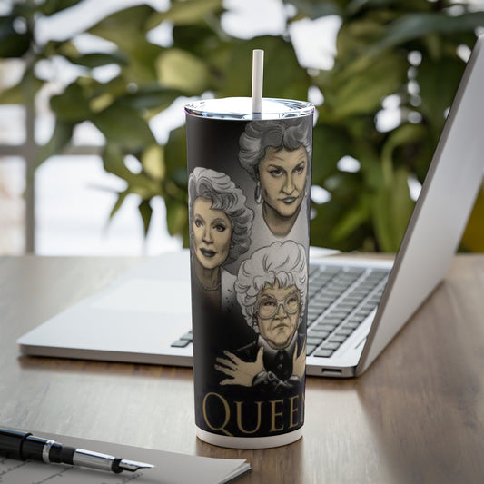 GG's (Queen) Skinny Steel Tumbler with Straw, 20oz