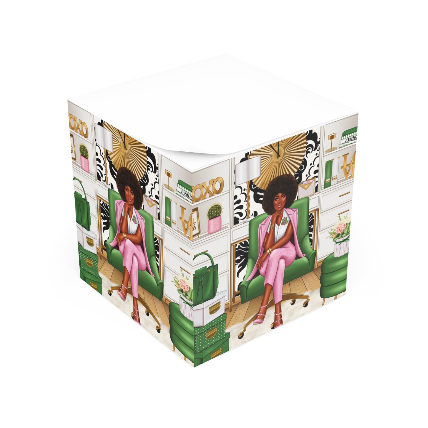 Pink & Green Queen Note Cube