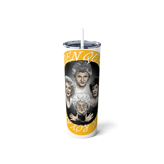 Golden Queen Skinny Steel Tumbler with Straw, 20oz