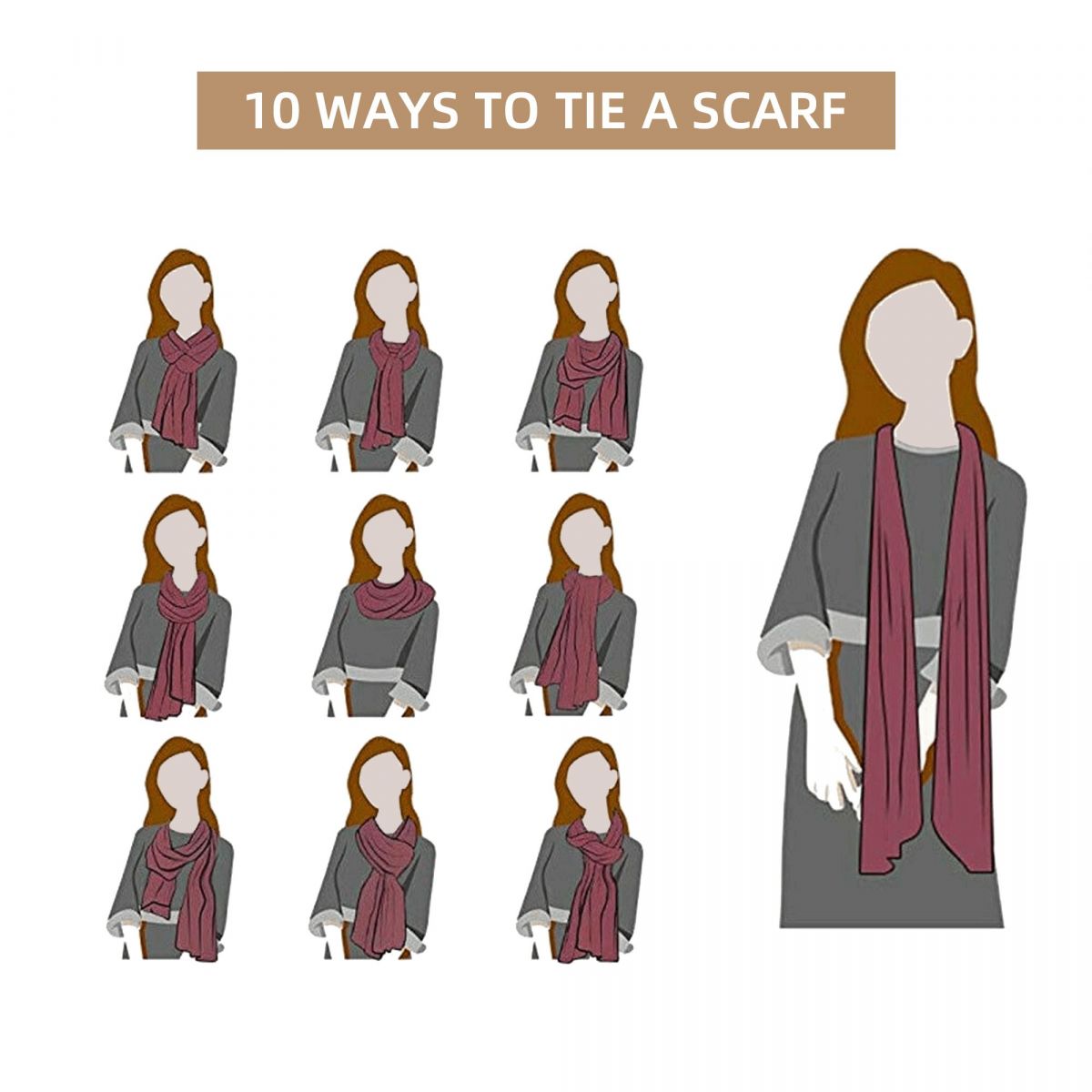 Custom Tassel Scarf Neckerchief for Women 28.35" x 77.56"