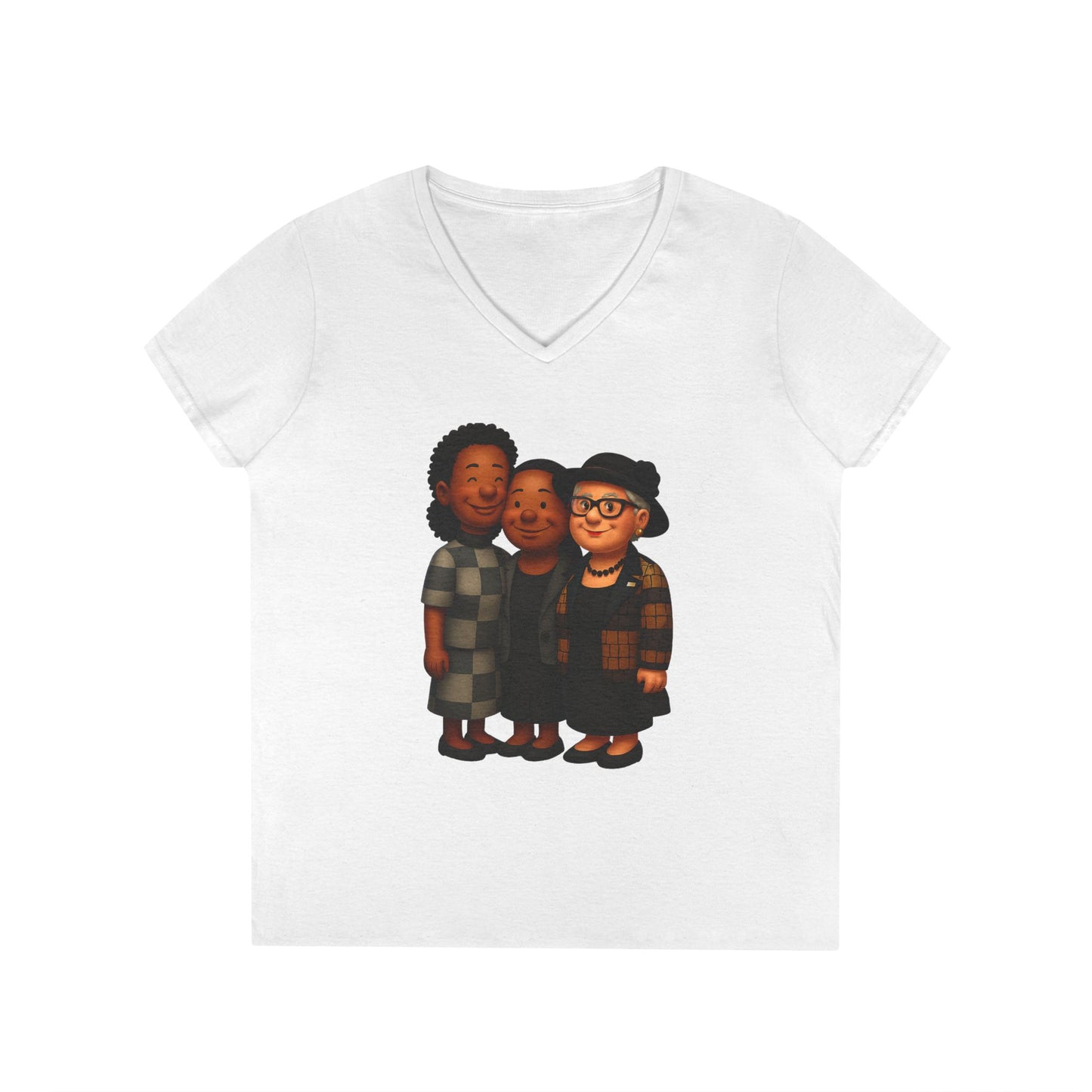 Us V-Neck T-Shirt — Vintage Cartoon Sisters Graphic Tee