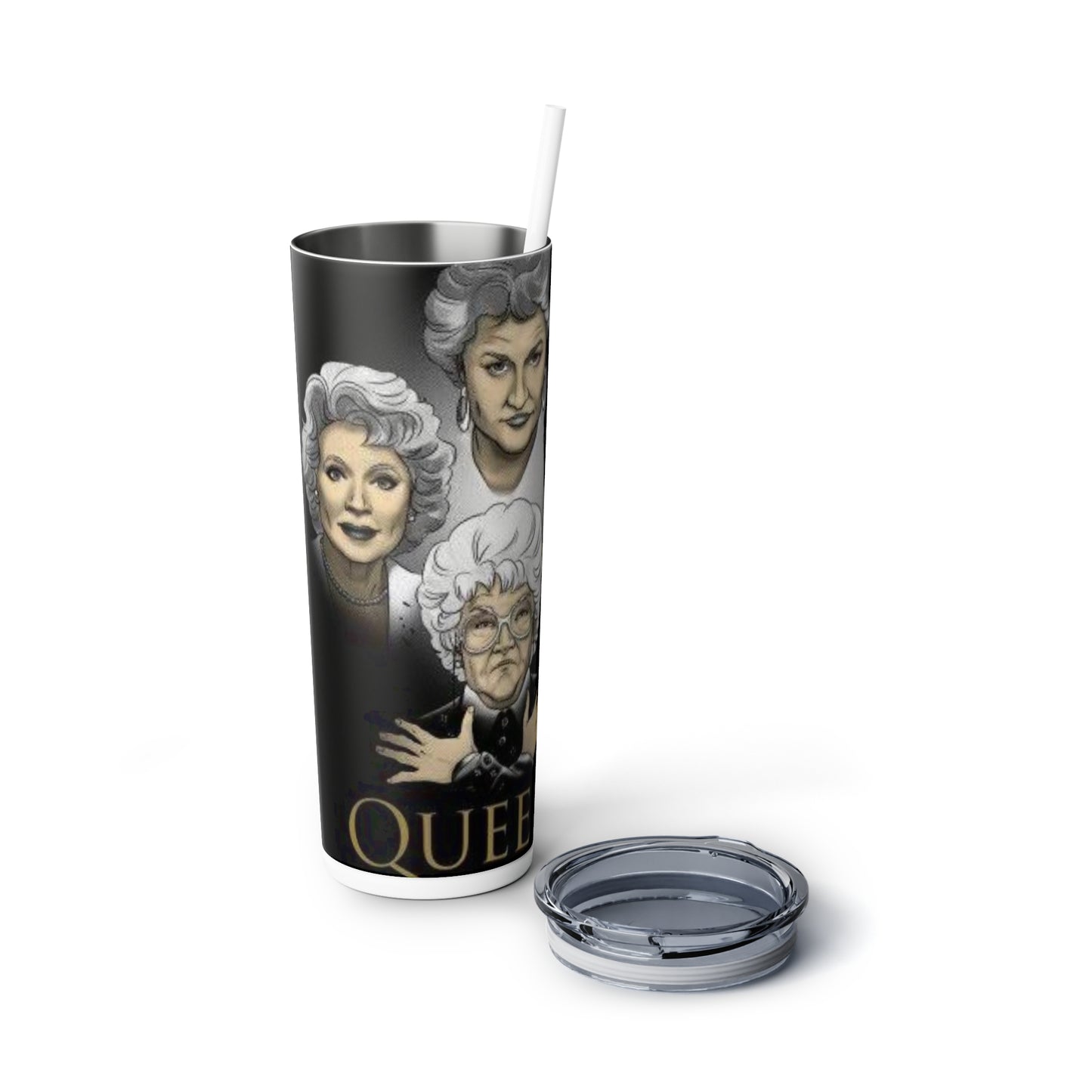 GG's (Queen) Skinny Steel Tumbler with Straw, 20oz