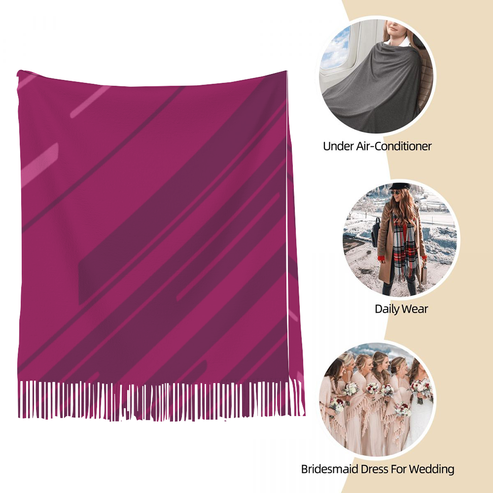 Custom Tassel Scarf Neckerchief for Women 28.35" x 77.56"