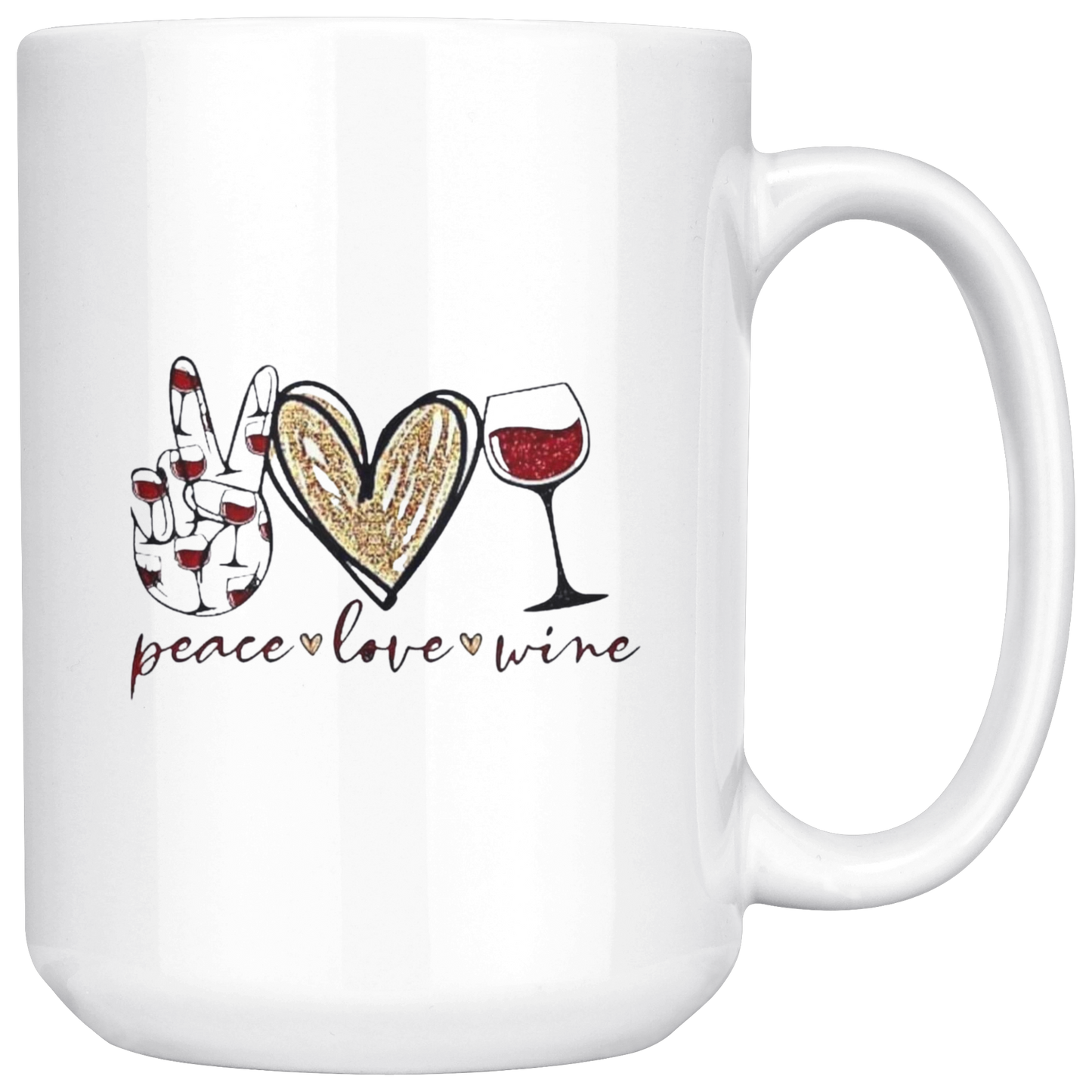 Mug:  Peace, Love, Wine