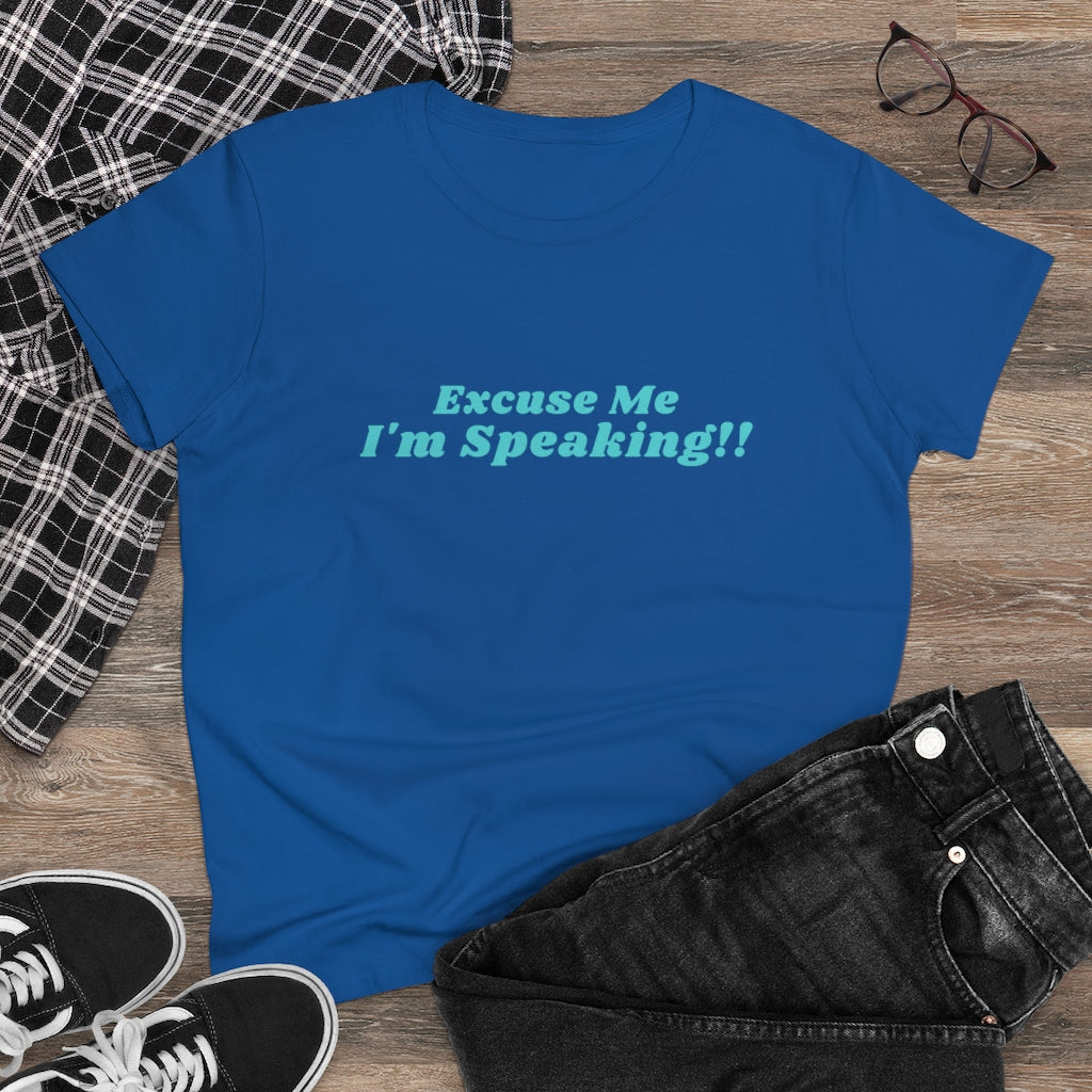 Kamala:  Excuse Me I'm Speaking Dark Heavy Cotton Tee (Women Regular Fit)
