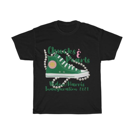 Inauguration 2021:  Green Chucks & Pearls Heavy Cotton Tee (Traditional Unisex)