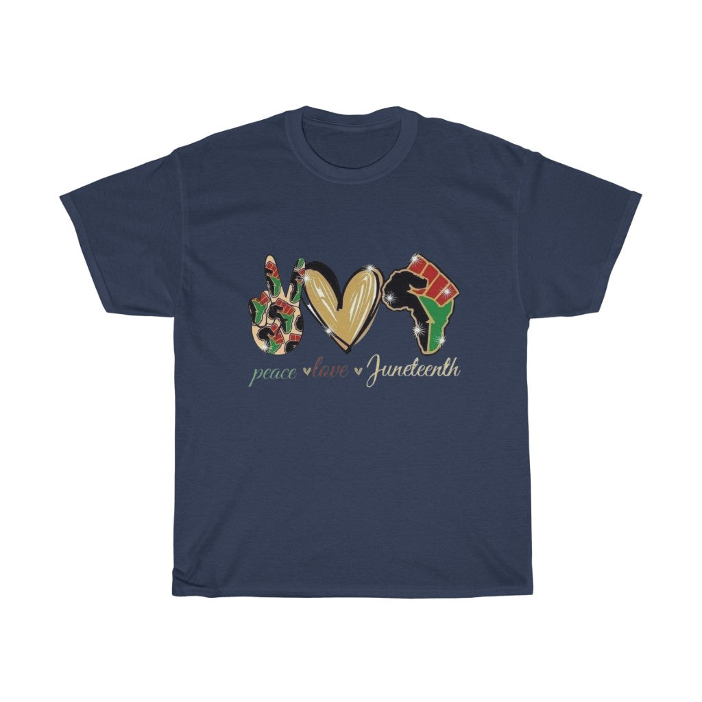 Peace Love Juneteenth (Red) Cotton Tee (Unisex)