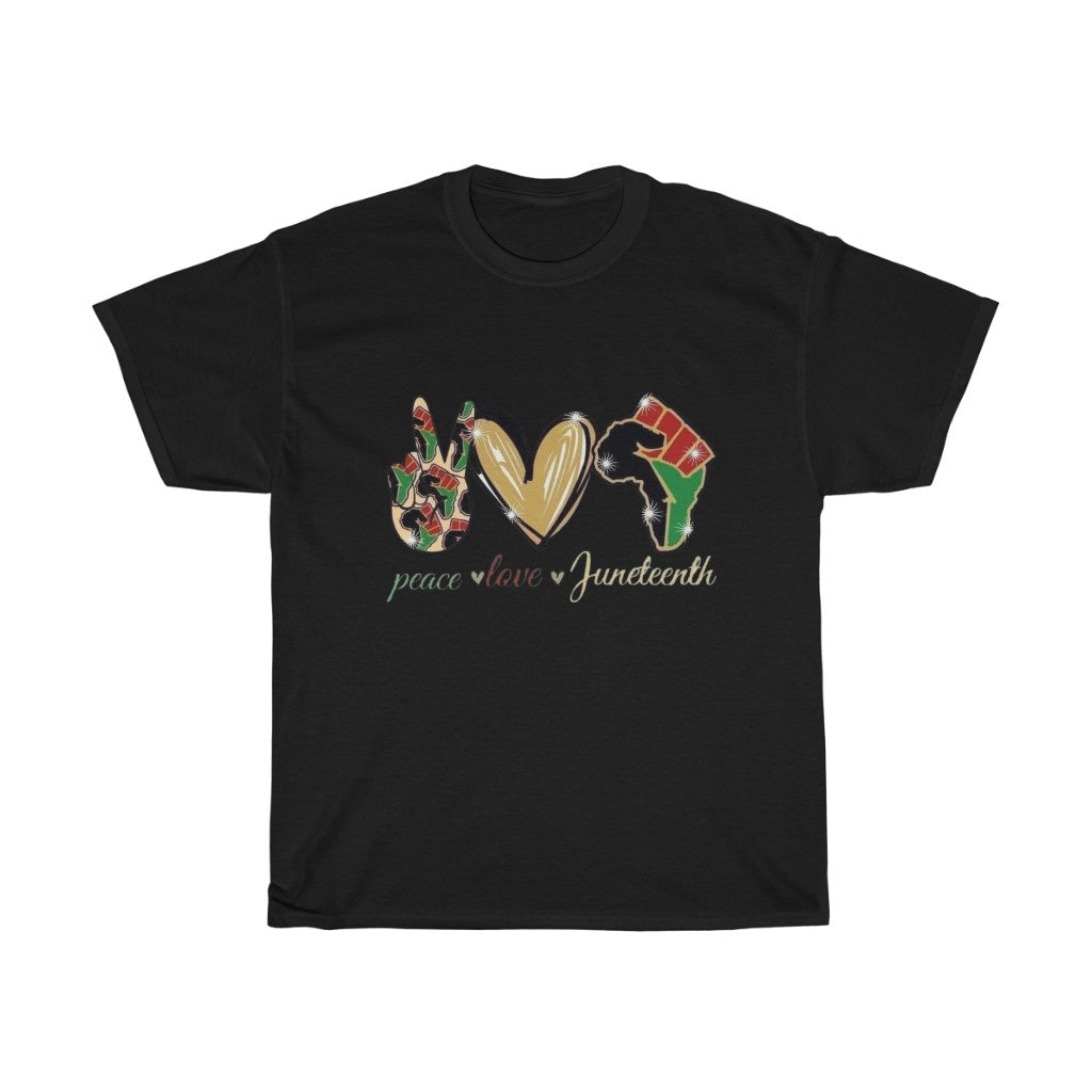 Peace Love Juneteenth (Red) Cotton Tee (Unisex)