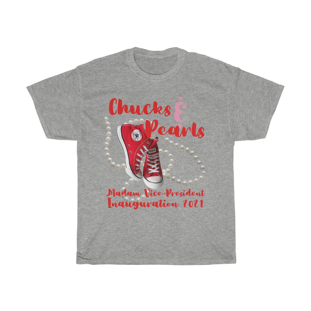 Inauguration 2021:  Red Chucks & Pearls Heavy Cotton Tee (Traditional Unisex)