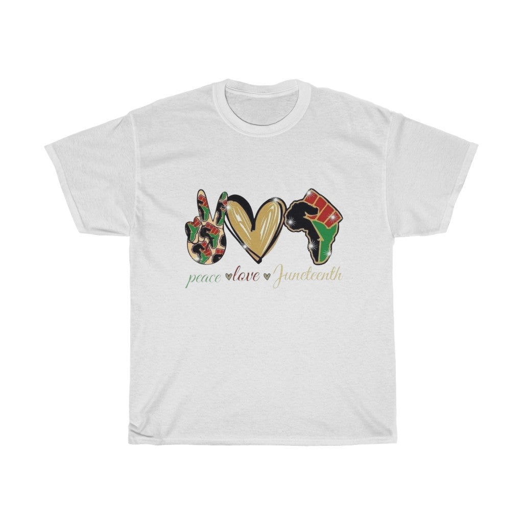 Peace Love Juneteenth (Red) Cotton Tee (Unisex)