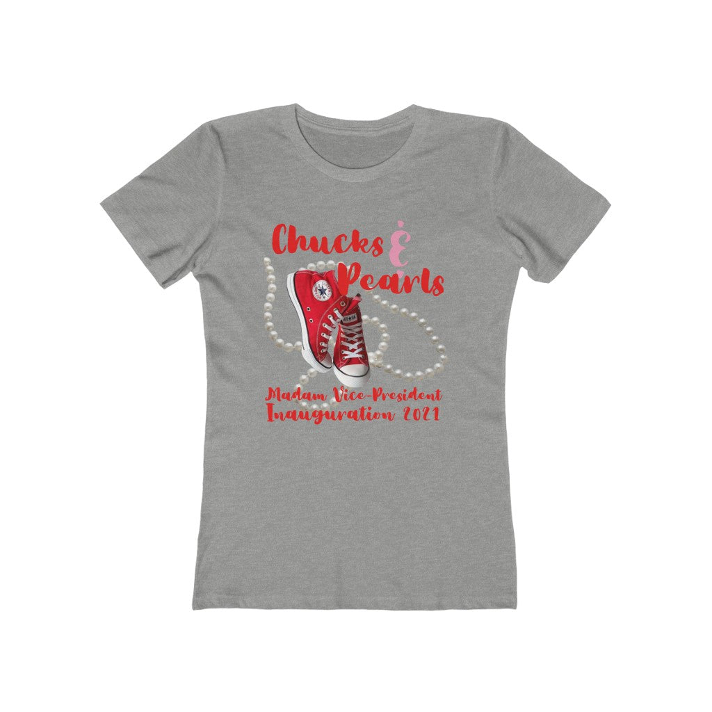 Inauguration 2021:  Red Chucks & Pearls Boyfriend Tee (Womens Slim Fit)