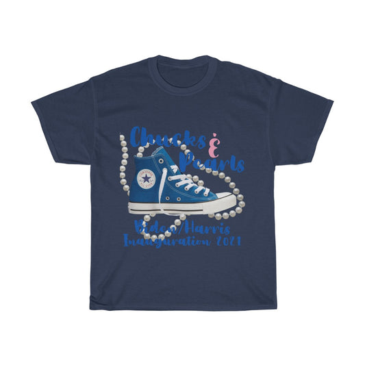 Inauguration 2021: Royal Blue Chucks & Pearls Heavy Cotton Tee (Traditional Unisex)