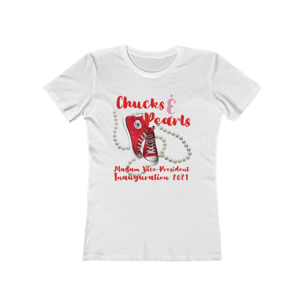 Inauguration 2021:  Red Chucks & Pearls Boyfriend Tee (Womens Slim Fit)