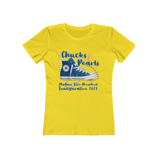 Inauguration 2021: Royal Blue Chucks & Pearls Boyfriend Tee (Women Slim Fit)