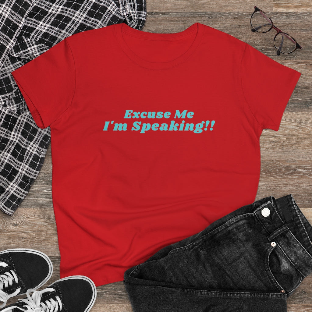 Kamala:  Excuse Me I'm Speaking Dark Heavy Cotton Tee (Women Regular Fit)