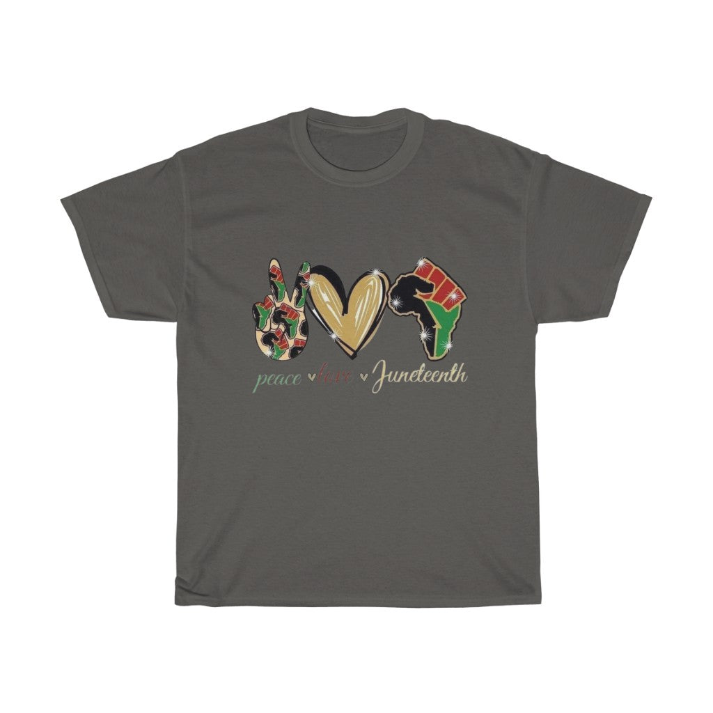 Peace Love Juneteenth (Red) Cotton Tee (Unisex)