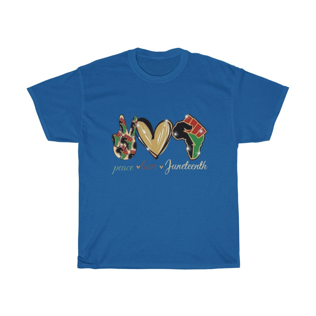 Peace Love Juneteenth (Red) Cotton Tee (Unisex)