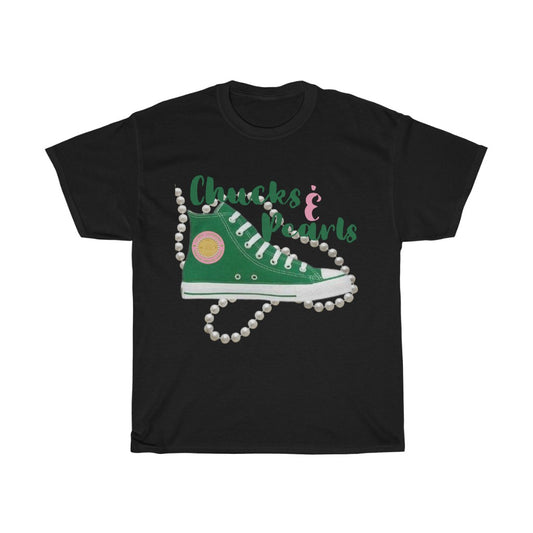 Green Chucks & Pearls Heavy Cotton Tee (Traditional Unisex)