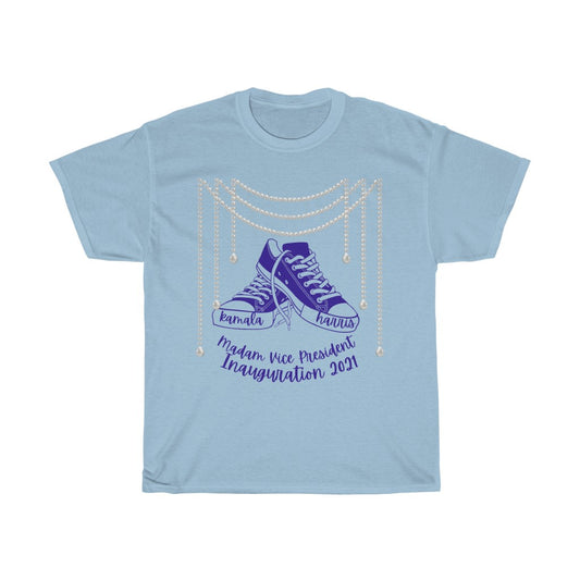 Inauguration 2021: Blue Chucks & Pearls Heavy Cotton Tee (Traditional Unisex)