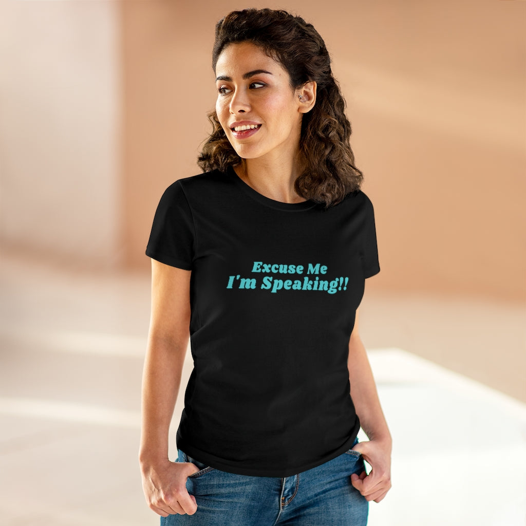 Kamala:  Excuse Me I'm Speaking Dark Heavy Cotton Tee (Women Regular Fit)