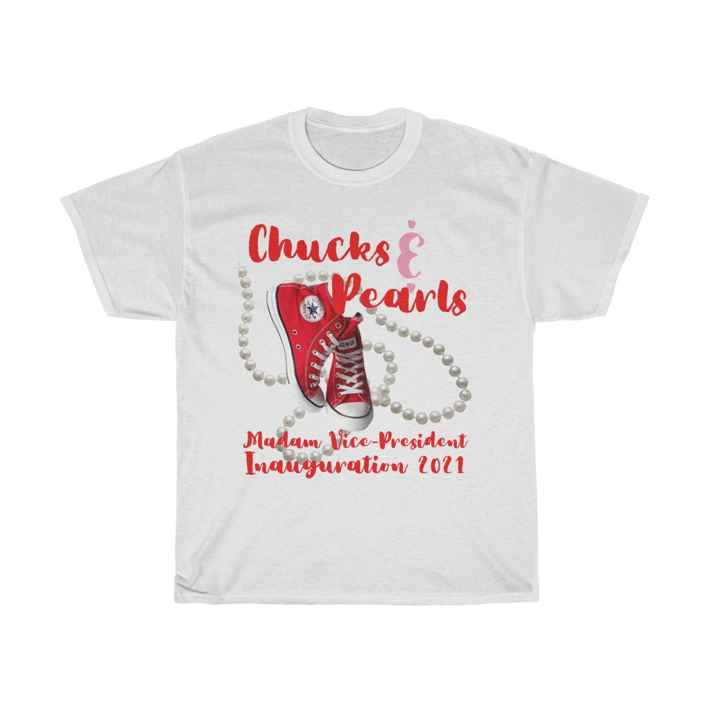 Inauguration 2021:  Red Chucks & Pearls Heavy Cotton Tee (Traditional Unisex)