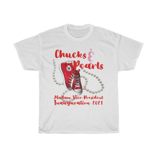 Inauguration 2021: Red Chucks & Pearls Heavy Cotton Tee (Traditional Unisex)