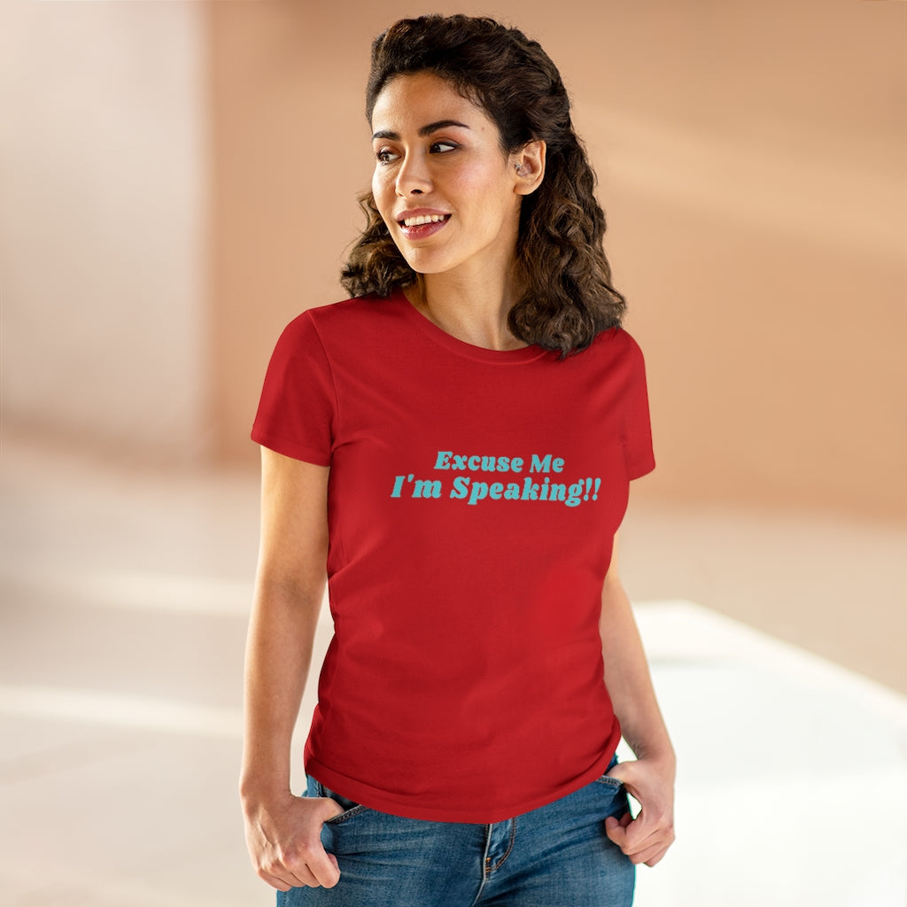 Kamala:  Excuse Me I'm Speaking Dark Heavy Cotton Tee (Women Regular Fit)