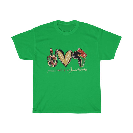 Peace Love Juneteenth (Red) Cotton Tee (Unisex)