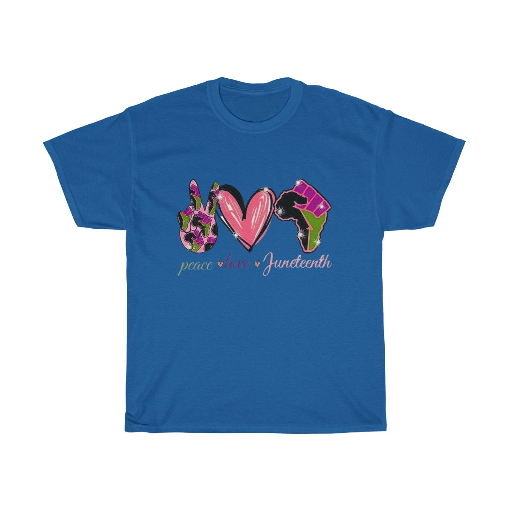 Peace Love Juneteenth (Pink) Cotton Tee (Unisex)