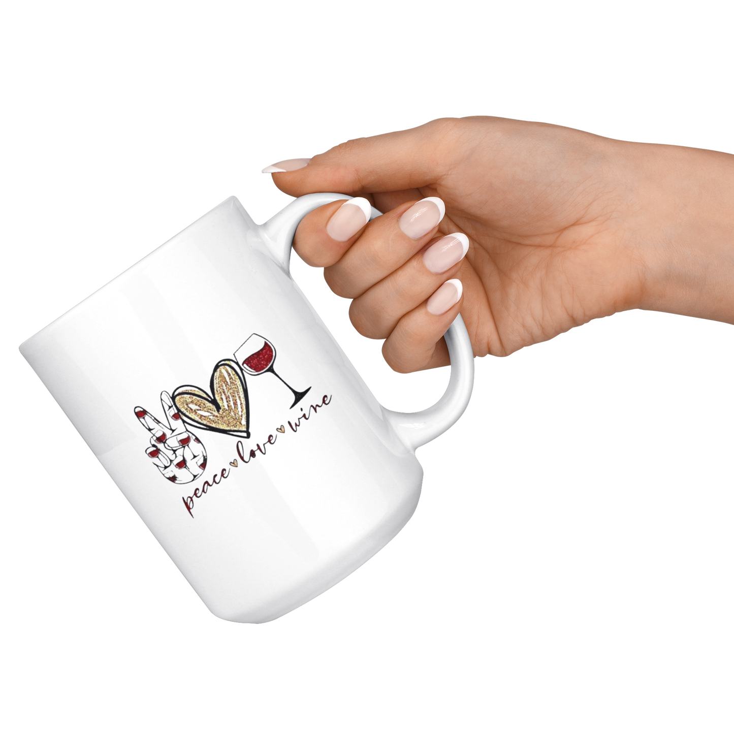 Mug:  Peace, Love, Wine