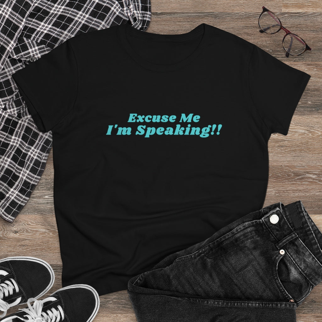 Kamala:  Excuse Me I'm Speaking Dark Heavy Cotton Tee (Women Regular Fit)