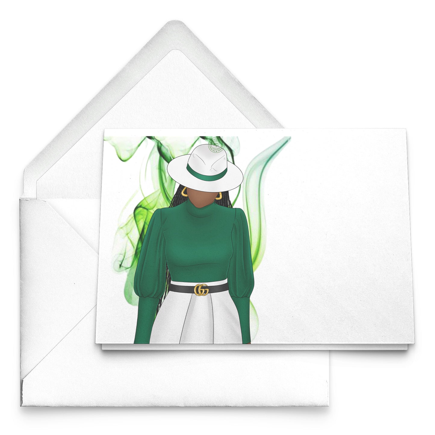 N.A.U.W. :  Lady In Green Notecards (Blank)