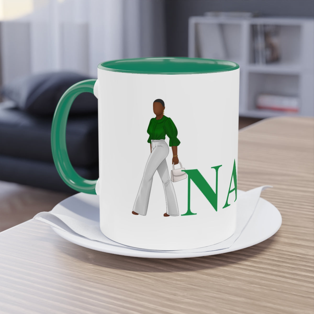 N.A.U.W.:  NAUW Walk in Confidence 2-Tone Mug, 11oz