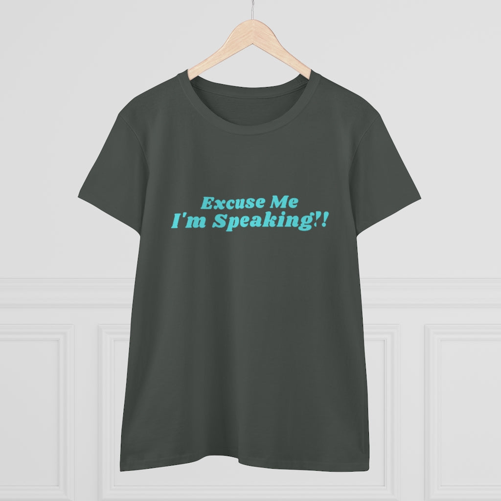 Kamala:  Excuse Me I'm Speaking Dark Heavy Cotton Tee (Women Regular Fit)