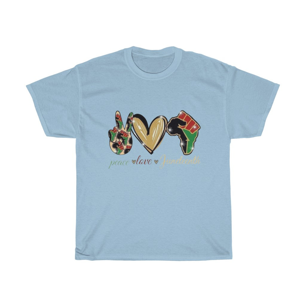 Peace Love Juneteenth (Red) Cotton Tee (Unisex)