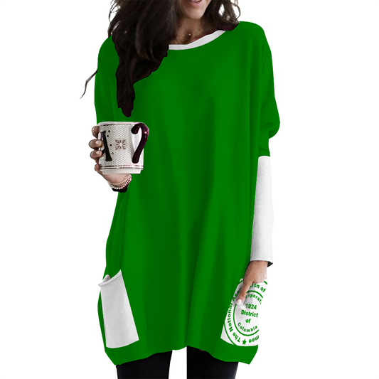 N.A.U.W.:  NAUW Womens Long Sleeve Sway T-shirt Casual with Pockets (Green)