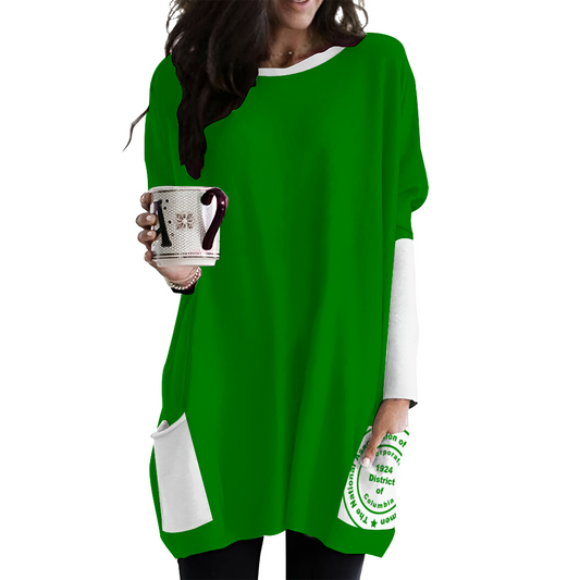 N.A.U.W.: NAUW Womens Long Sleeve Sway T-shirt Casual with Pockets (Green)
